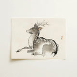 Elk - Kono Bairei Meiji-era Nihonga Deer Art Print / Canvas Delicate Ink Wash Painting Spotted Intricate Antlers Kōno Bairei’s, Artistry