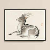 Elk - Kono Bairei Meiji-era Nihonga Deer Art Print / Canvas Framed Ink Wash Painting Spotted Delicate Antlers Kōno Bairei’s, Artistry Prints