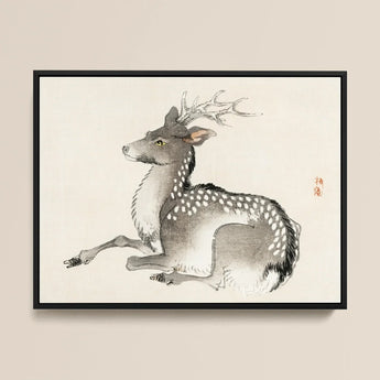 Elk - Kono Bairei Meiji-era Nihonga Deer Art Print / Canvas Framed Ink Wash Painting Spotted Delicate Antlers Kōno Bairei’s, Artistry Prints