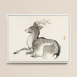 Elk - Kono Bairei Meiji-era Nihonga Deer Art Print / Canvas Framed Ink Wash Painting Spotted Delicate Antlers Kōno Bairei’s, Artistry Prints