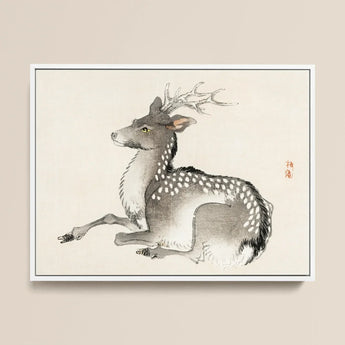 Elk - Kono Bairei Meiji-era Nihonga Deer Art Print / Canvas Framed Ink Wash Painting Spotted Delicate Antlers Kōno Bairei’s, Artistry Prints