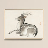 Elk - Kono Bairei Meiji-era Nihonga Deer Art Print / Canvas Framed Ink Wash Painting Spotted Delicate Antlers Kōno Bairei’s, Artistry Prints