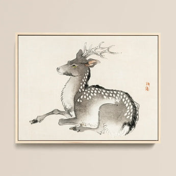 Elk - Kono Bairei Meiji-era Nihonga Deer Art Print / Canvas Framed Ink Wash Painting Spotted Delicate Antlers Kōno Bairei’s, Artistry Prints