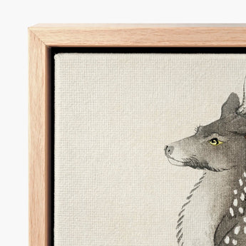 Framed Canvas Artwork Stylized Deer White Spots Yellow Kōno Bairei’s Elk, Nihonga Art Print, Meiji-era Artistry