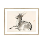 Elk - Kōno Bairei Meiji-era Nihonga Deer Art Print, Spotted Deer Traditional Asian Ink Brush Painting Style