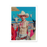 Emilio - Lowbrow Cowboy Pop Art Print / Canvas Vibrant Detailed Painting Tattooed Man White Cowboy Hat Lowbrow Pop, Pop Art, Emilio Stands