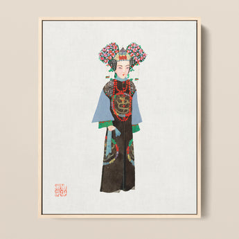 Framed Artwork Traditional Chinese Opera Performer Elaborate Costume Qing Dynasty Pageantry, Manchu Fashion Art, Costumes