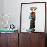 Empress - Qing Dynasty Fashion Art Print / Canvas Framed Artwork Chinese Opera Character Traditional Costume Ornate Qing Dynasty Pageantry,