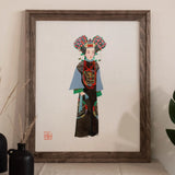 Empress - Qing Dynasty Fashion Art Print / Canvas Framed Artwork Stylized Chinese Opera Character Traditional Costume Pageantry, Manchu,