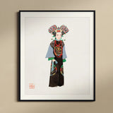 Empress - Qing Dynasty Fashion Art Print / Canvas Framed Artwork Traditional Chinese Opera Character Ornate Costume Qing Dynasty Pageantry,