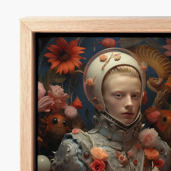 Enfant Terrible - Surreal Camp Art Print / Canvas Framed Artwork Figure Ornate Light-colored Armor Adorned Vibrant, Aesthetic Queer,