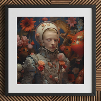Enfant Terrible - Surreal Camp Art Print / Canvas Framed Print Person Floral Astronaut Suit Enfant Terrible, Camp Aesthetic Queer,