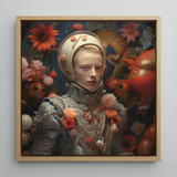 Enfant Terrible - Surreal Camp Art Print / Canvas Framed Portrait Figure Ornate Silver-toned Armor Adorned Pink Enfant Terrible, Camp