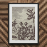 Incisione da La nuova Justine - Stampa d'arte del Marchese De Sade / Canvas, 20x30’’ / 51x76cm / Cornice nera / Passe-partout, stampe poster e arte visiva