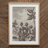 Incisione da La nuova Justine - Stampa d'arte del Marchese De Sade / Canvas, 20x30’’ / 51x76cm / Cornice naturale / Passe-partout, stampe poster e arte visiva