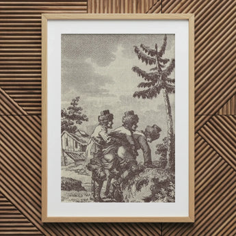 Incisione da La nuova Justine - Stampa d'arte del Marchese De Sade / Canvas, 20x30’’ / 51x76cm / Cornice naturale / Passe-partout, stampe poster e arte visiva