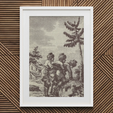 Incisione da La nuova Justine - Stampa d'arte del Marchese De Sade / Canvas, 20x30’’ / 51x76cm / Cornice bianca / Passe-partout, stampe poster e arte visiva