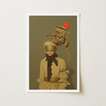 Enlightenment - Avant-garde Victorian Fashion Art Print / Canvas Framed Surreal Portrait Figure Muted Beige, Surrealism Drapes Prints