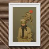 Enlightenment - Avant-garde Victorian Fashion Art Print / Canvas Beige Black Ruffled Blouse Bow Tie Karl Lagerfeld, Portrait, Surrealism