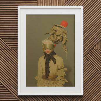 Enlightenment - Avant-garde Victorian Fashion Art Print / Canvas Beige Black Ruffled Blouse Bow Tie Karl Lagerfeld, Portrait, Surrealism