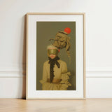 Enlightenment - Avant-garde Victorian Fashion Art Print / Canvas Framed Surreal Portrait Figure Muted Beige, Surrealism Drapes Prints