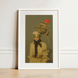 Enlightenment - Avant-garde Victorian Fashion Art Print / Canvas Framed Surreal Portrait Figure Muted Beige, Surrealism Drapes Prints