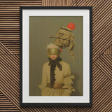 Enlightenment - Avant-garde Victorian Fashion Art Print / Canvas Gold Black Framed Poster Surrealistic Design Abstract Figure, Portrait,