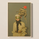 Enlightenment - Avant-garde Victorian Fashion Art Print / Canvas Surreal Light Wood Frame Figure Olive-green, Portrait, Surrealism Drapes