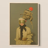Enlightenment - Avant-garde Victorian Fashion Art Print / Canvas Surreal Art Print Light Wood Frame Figure Olive-green Avant-garde
