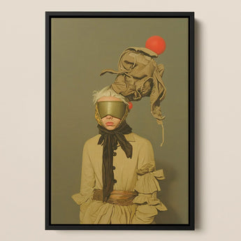 Enlightenment - Avant-garde Victorian Fashion Art Print / Canvas Surreal Portrait Black Frame Figure White, Surrealism Drapes Prints