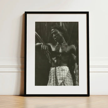 Ennui - Lionel Wendt Art Print / Canvas Black-framed Black-and-white Photograph Muscular Man Checkered Giclée Printing Techniques,