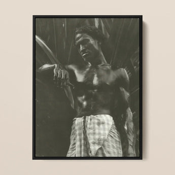 Ennui - Lionel Wendt Art Print / Canvas Black-framed Black-and-white Photographic Muscular Man Checkered Wraparound Giclée Printing