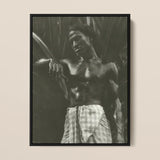 Ennui - Lionel Wendt Art Print / Canvas Black-framed Black-and-white Photographic Muscular Man Checkered Wraparound Giclée Printing