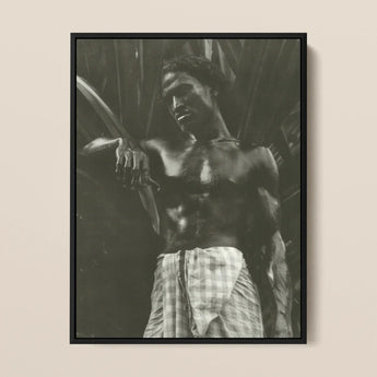 Ennui - Lionel Wendt Art Print / Canvas Black-framed Black-and-white Photographic Muscular Man Checkered Wraparound Giclée Printing