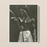 Ennui - Lionel Wendt Art Print / Canvas Black-and-white Framed Photograph Muscular Man Checkered Sarong Machete Giclée Printing Techniques,