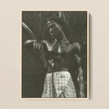 Ennui - Lionel Wendt Art Print / Canvas Black-and-white Framed Photograph Muscular Man Checkered Wraparound Garment Giclée Printing