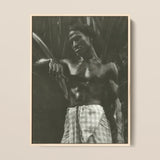 Ennui - Lionel Wendt Art Print / Canvas Black-and-white Framed Photograph Muscular Man Checkered Wraparound Garment Giclée Printing