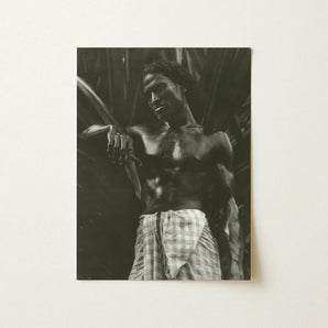Ennui - Lionel Wendt Art Print / Canvas Black-and-white Photographic Muscular Man Checkered Wrap Curved Giclée Printing Techniques,