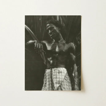 Ennui - Lionel Wendt Art Print / Canvas Black-and-white Photographic Muscular Man Checkered Wrap Curved Giclée Printing Techniques,
