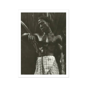 Ennui - Lionel Wendt Art Print / Canvas Portrait Shirtless Man Plaid Sarong Giclée Printing Techniques, Carefully Profiled, Lustre Finishes