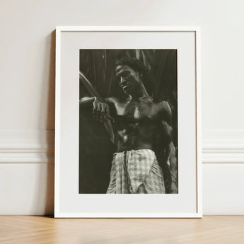 Ennui - Lionel Wendt Art Print / Canvas White-framed Black-and-white Photographic Muscular Man Checkered Wraparound Giclée Printing