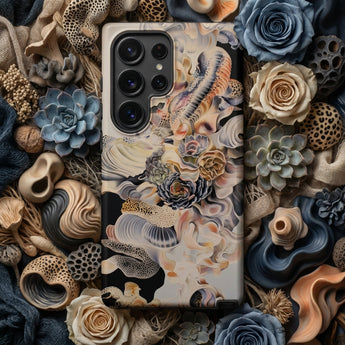 Epiphany - Surreal Alien Succulent Art Phone Case Phone Case Detailed Artistic Design Layered Seashells Succulents Surreal Alien Succulent,