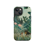 Equatorial Jungle - Henri Rousseau Phone Case Iphone 14 / Matte Tropical Jungle-themed Phone Case Lush Green Foliage Pink Henri Rousseau