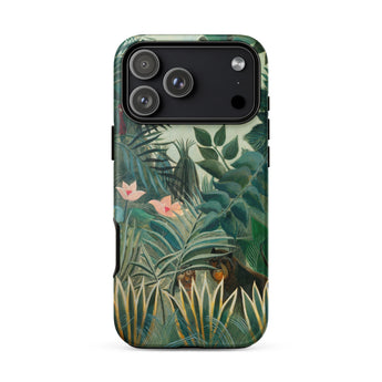 Equatorial Jungle - Henri Rousseau Phone Case Iphone 17 Pro Max / Matte Vibrant Jungle-themed Phone Case Lush Green Foliage Pink Henri
