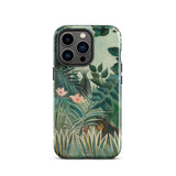 Equatorial Jungle - Henri Rousseau Phone Case Iphone 13 Pro / Gloss Jungle-themed Lush Green Foliage Pink Flowers Invented, Blade-sharp