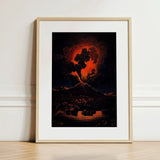 Eruption of Mount Etna at Night - f Weber Art Print / Canvas Framed Artwork Dramatic Volcanic Fiery Orange Black Etna’s Peak, Opens Prints
