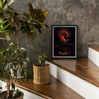 Eruption of Mount Etna at Night - f Weber Art Print / Canvas Framed Artwork Volcanic Etna’s Peak, Opens Prints