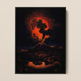 Eruption of Mount Etna at Night - f Weber Art Print / Canvas Framed Painting Dramatic Volcanic Fiery Orange Black Etna’s Peak, Opens Prints