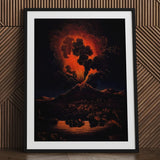 Eruption of Mount Etna at Night - f Weber Art Print / Canvas Framed Painting Volcanic Lava Body Water Etna’s Peak, Opens Prints