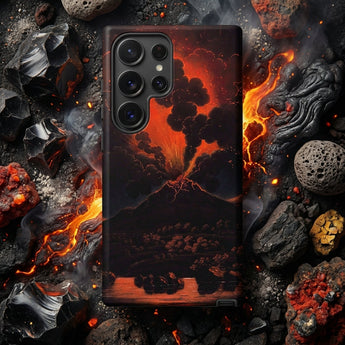 Eruption of Mount Etna at Night - Friedrich Weber Phone Case, Mobile Cases, Toby Leon